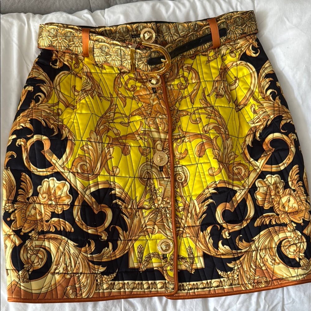 Versace Baroque Print Skirt - Yellow and Black